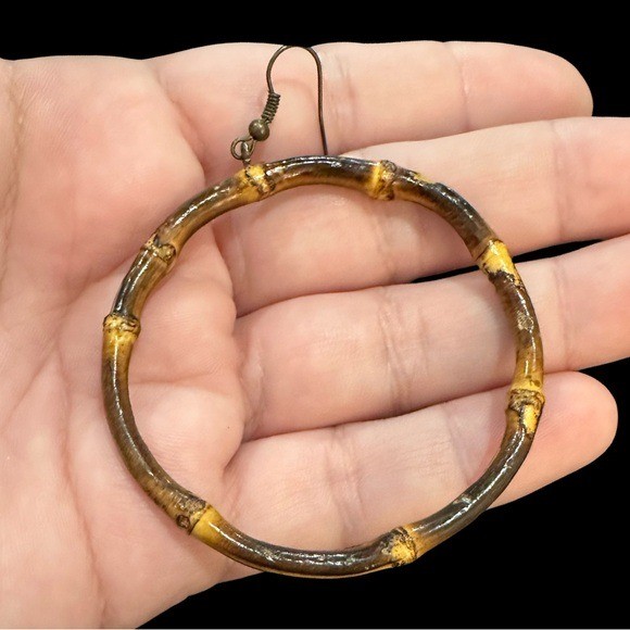 Bamboo Hoop Earrings Lightweight & Stylish Design For Women Dangle Hoops