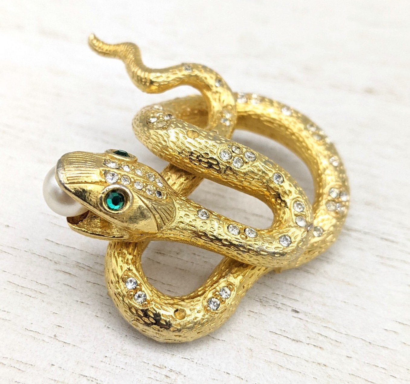 Vintage R. Mandle Brooch. 1950s. Gold Tone Signed Serpent Snake $125
