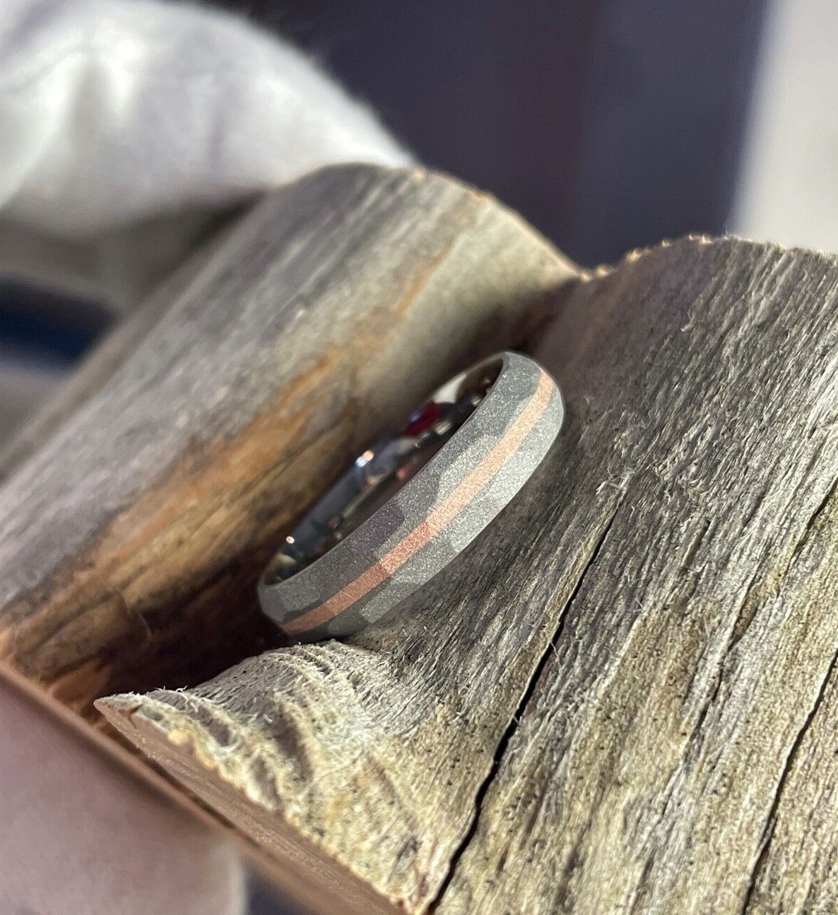 Sandblasted Copper and Titanium, Wedding Ring, 5mm Width, Made to Order