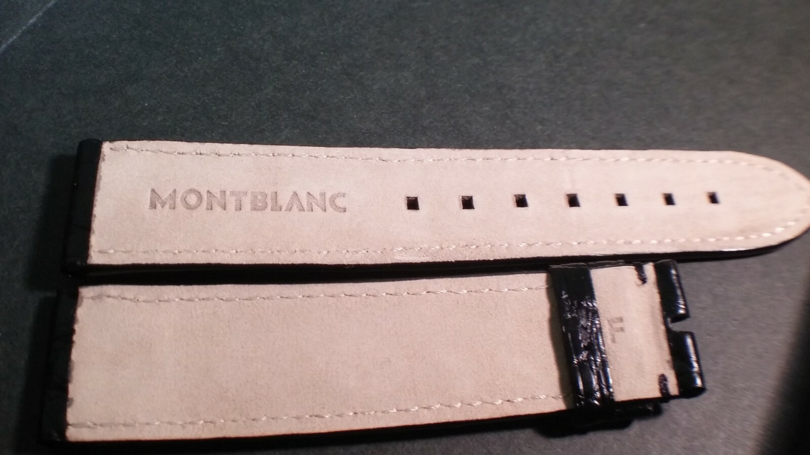 Montblanc band, alligator, BLACK, 20/18mm, 105x75mm approx lengths, lightly padd