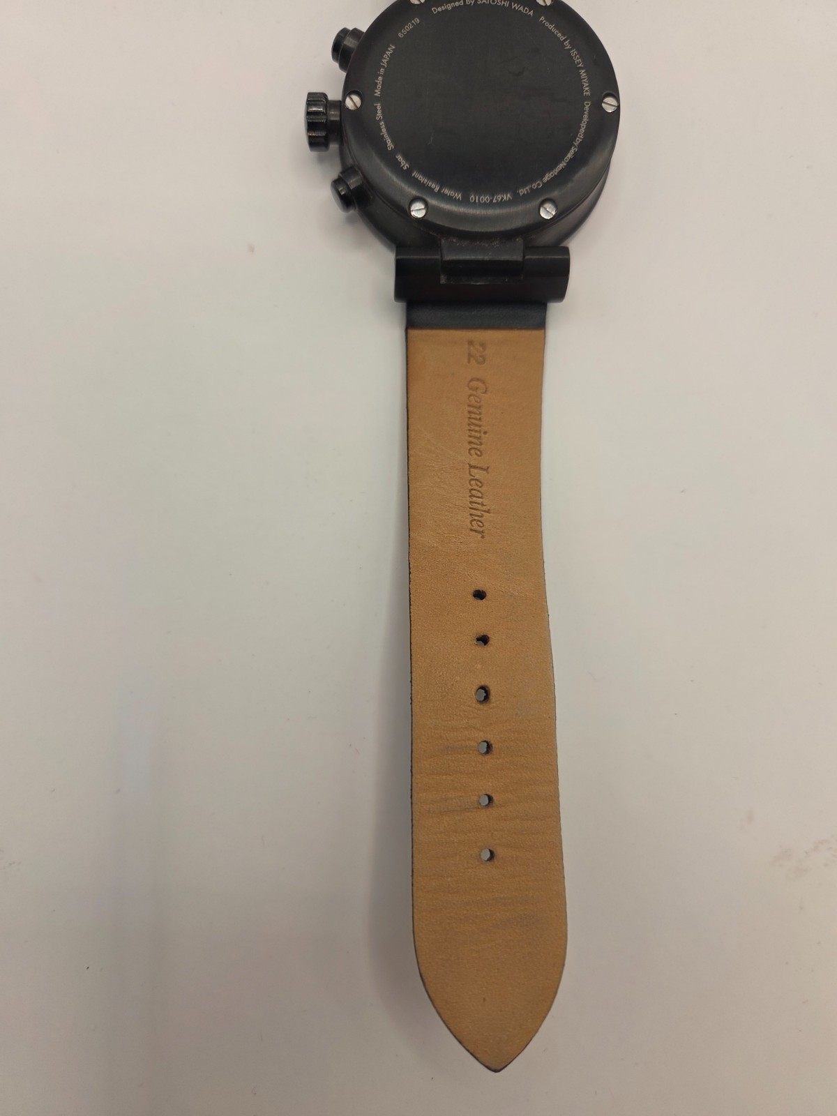 Issey Miyake Chronograph Watch VK67-0010 Satoshi Wada Black Leather Japan Seiko