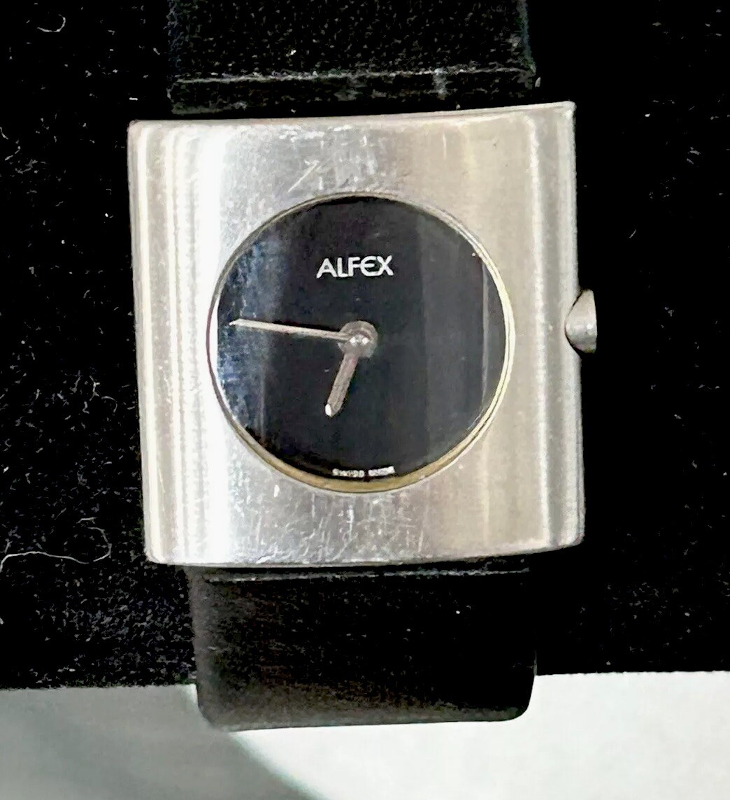 Vintage ALFEX Moments Watch DESIGN By TAKASHI KATO Black Band Needs Battery L-9
