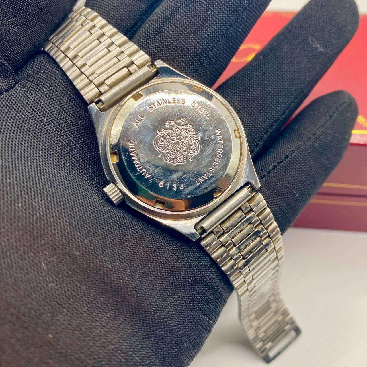 Vintage Duward Automatic Aquastar Watch Men’s Day Date Self Winding Silver Dial