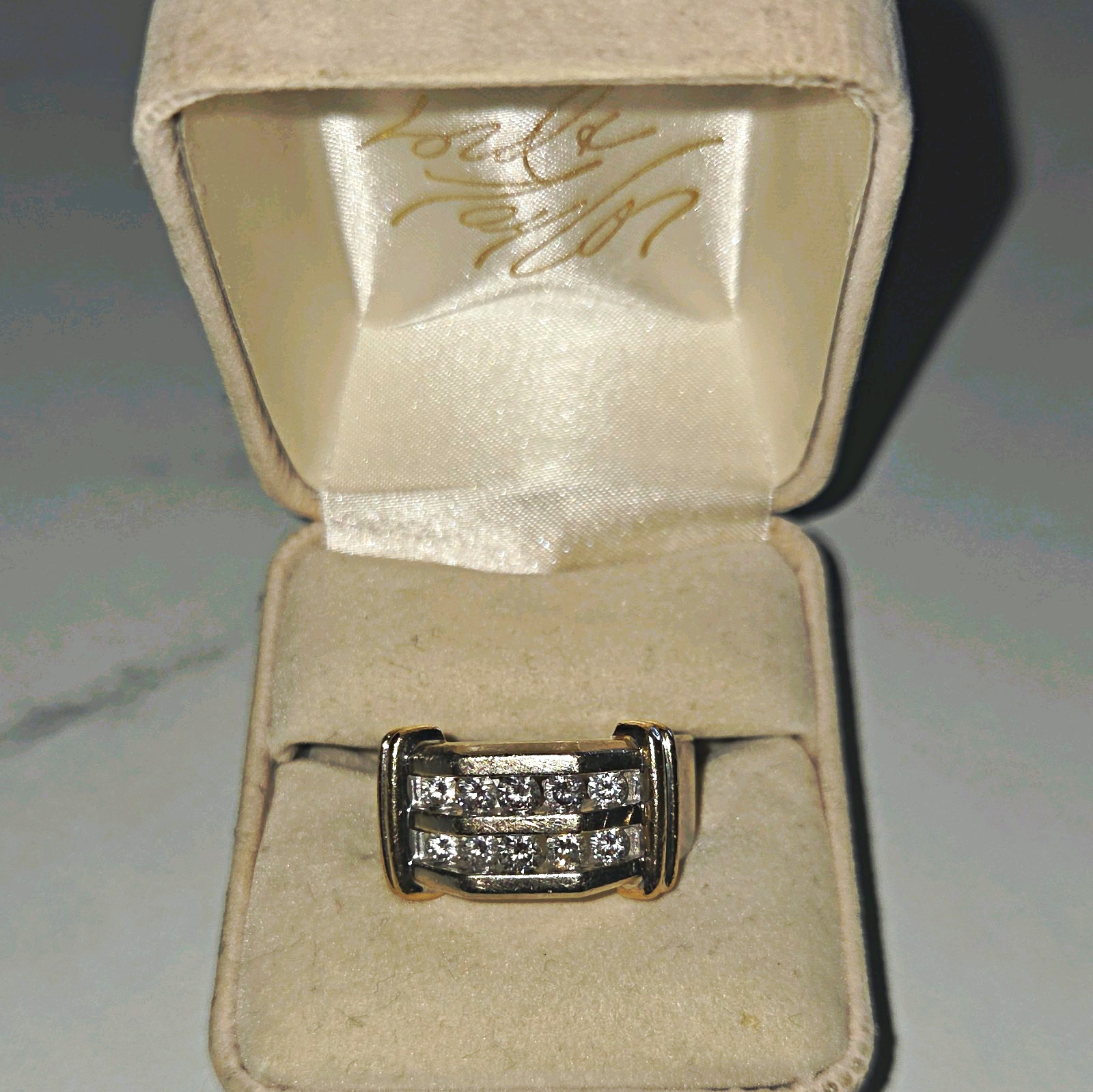 LORD & TAYLOR Men’s Two-Tone 14k Gold 1.0 Ct Diamond Band Ring Size 8-9