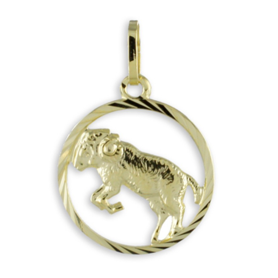 Zodiac Pendant Gold 333 Diamond Plated Zodiac Sign No Chain