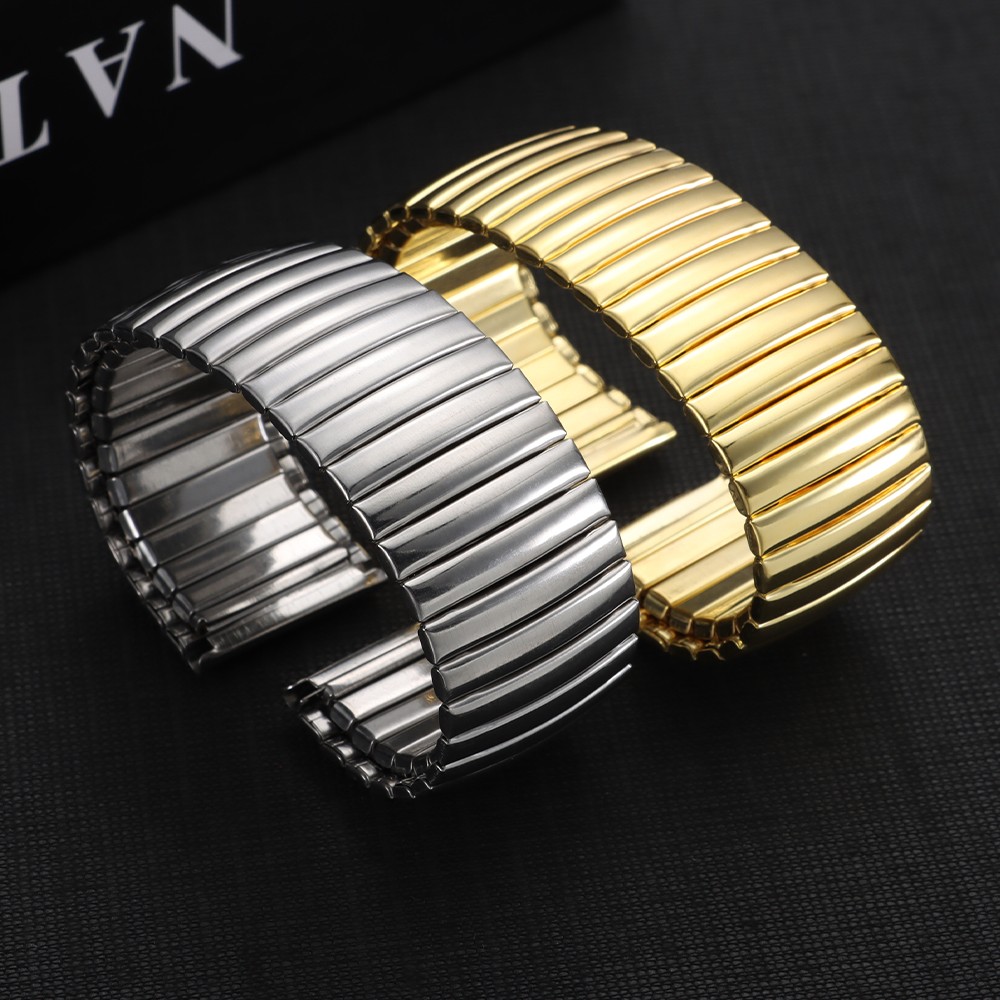 12 14m 16 18 20 22mm Stainless Steel Elastic Watch Band Metal Expansion Straps