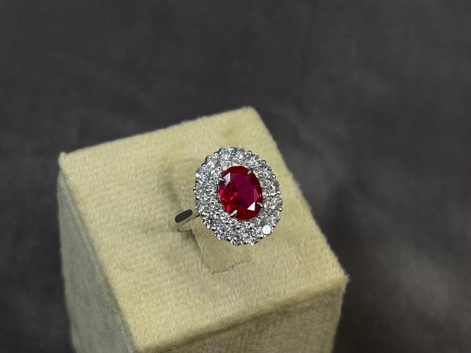 2.50 Ct Natural Red Ruby Diamond Anniversary Ring 14K Solid White Gold Size 6.5
