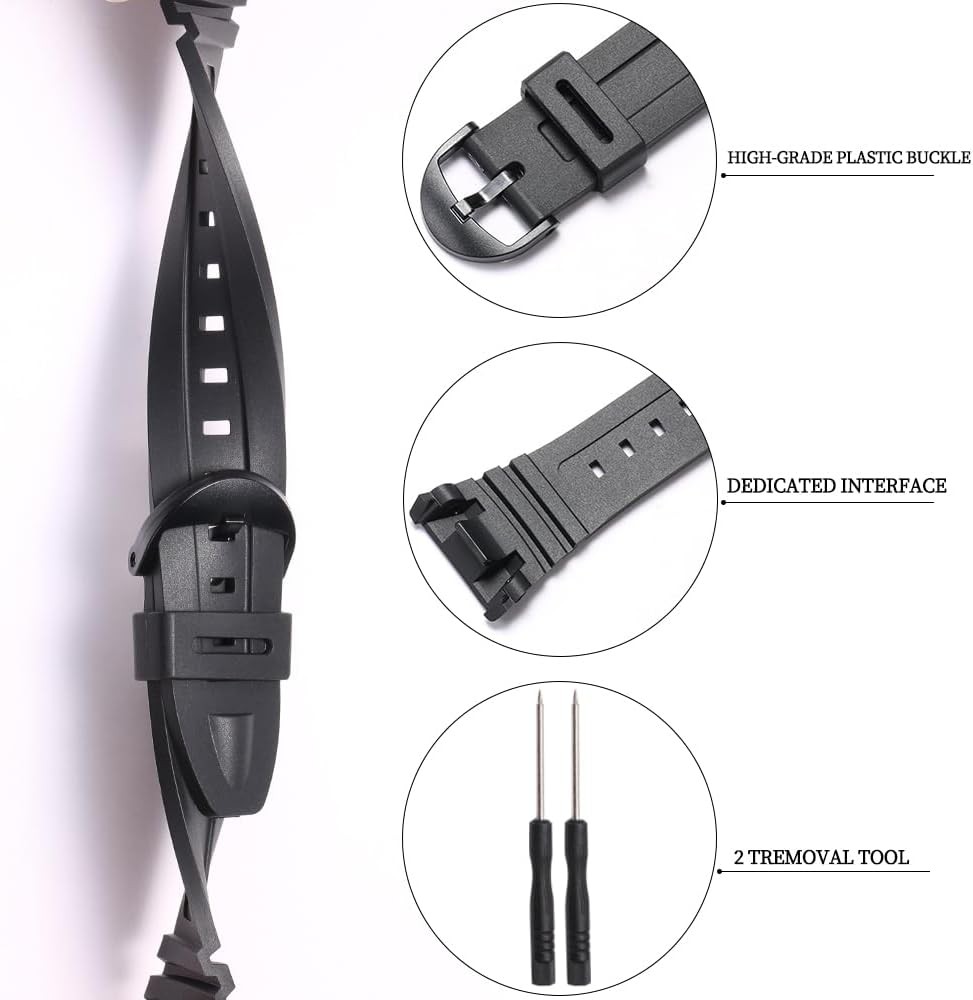Replacement Watch Strap Band Compatible with Casio Men’S W-96H W96H-1BV Sport Wa