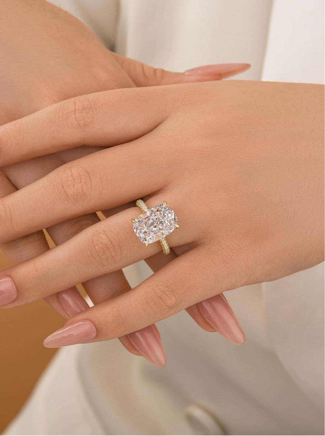 Rodiffy 7 CT. Elongated Cushion Cut CZ. Size. 6 S925 Sterling Silver