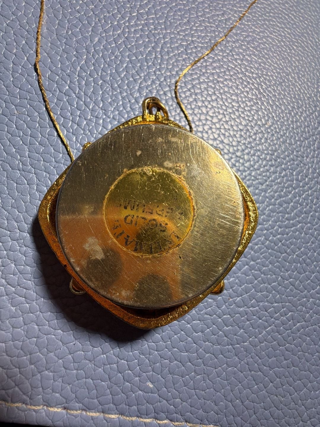 Revlon Intimate Solid Perfume Locket Necklace with Red Cabochon