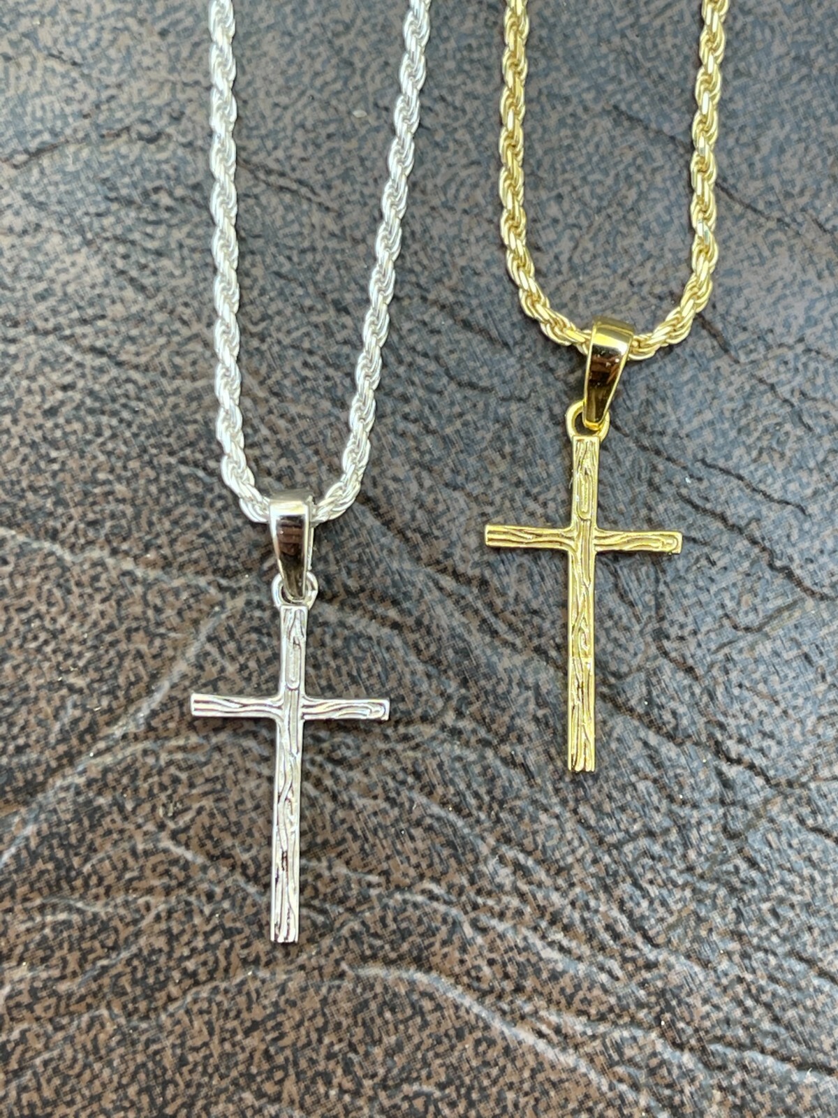 Small 0.75″ Plain Cross Pendant Solid 925 Sterling Silver / 14k Gold Plated