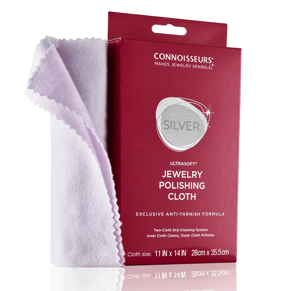 Connoisseurs Silver Jewelry Polishing Cloth Cleans and Polishes All Silver Jewe