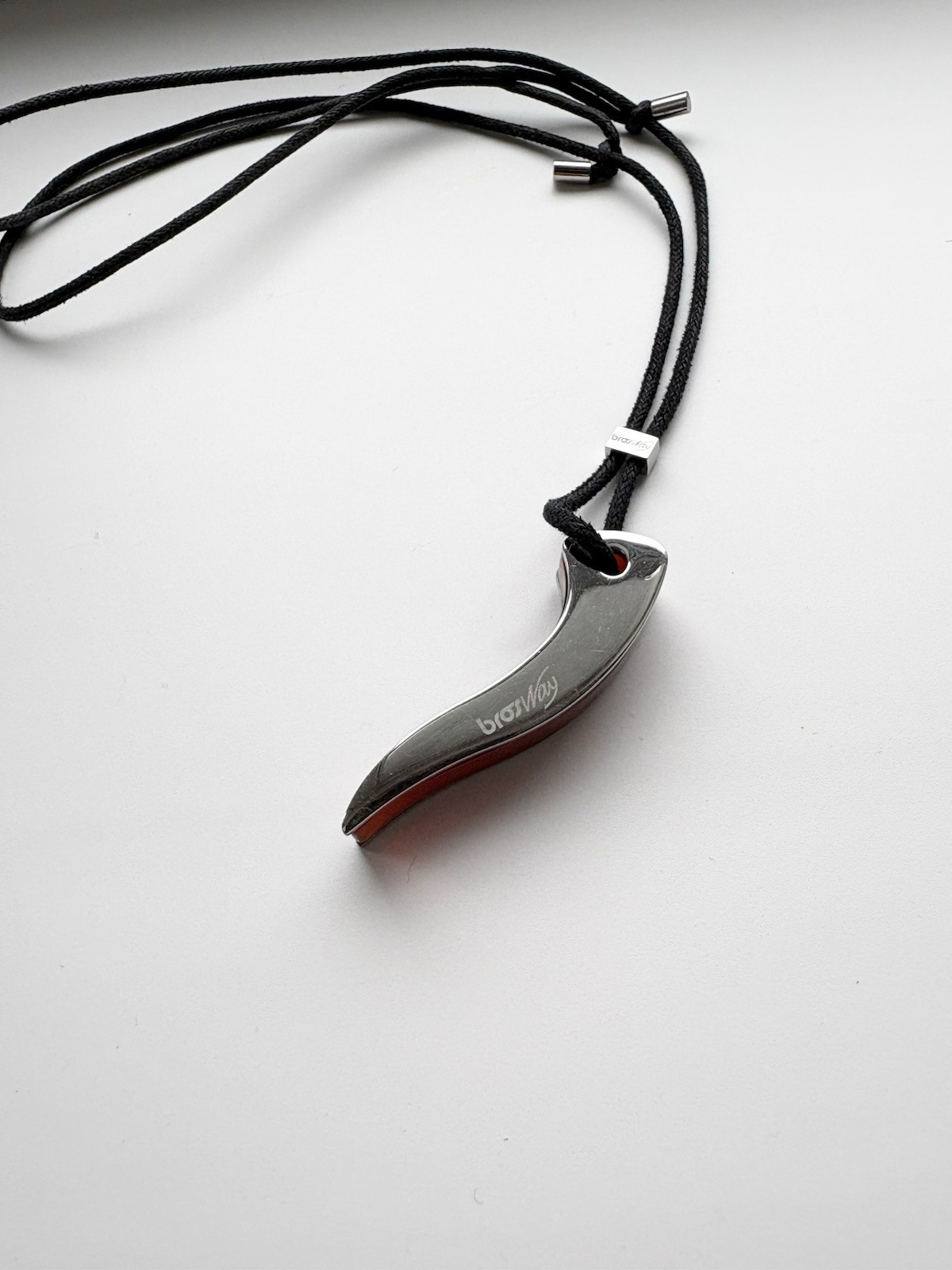 Brosway Pendant Necklace Red Agate Steel Adjustable Cord Italy Unisex