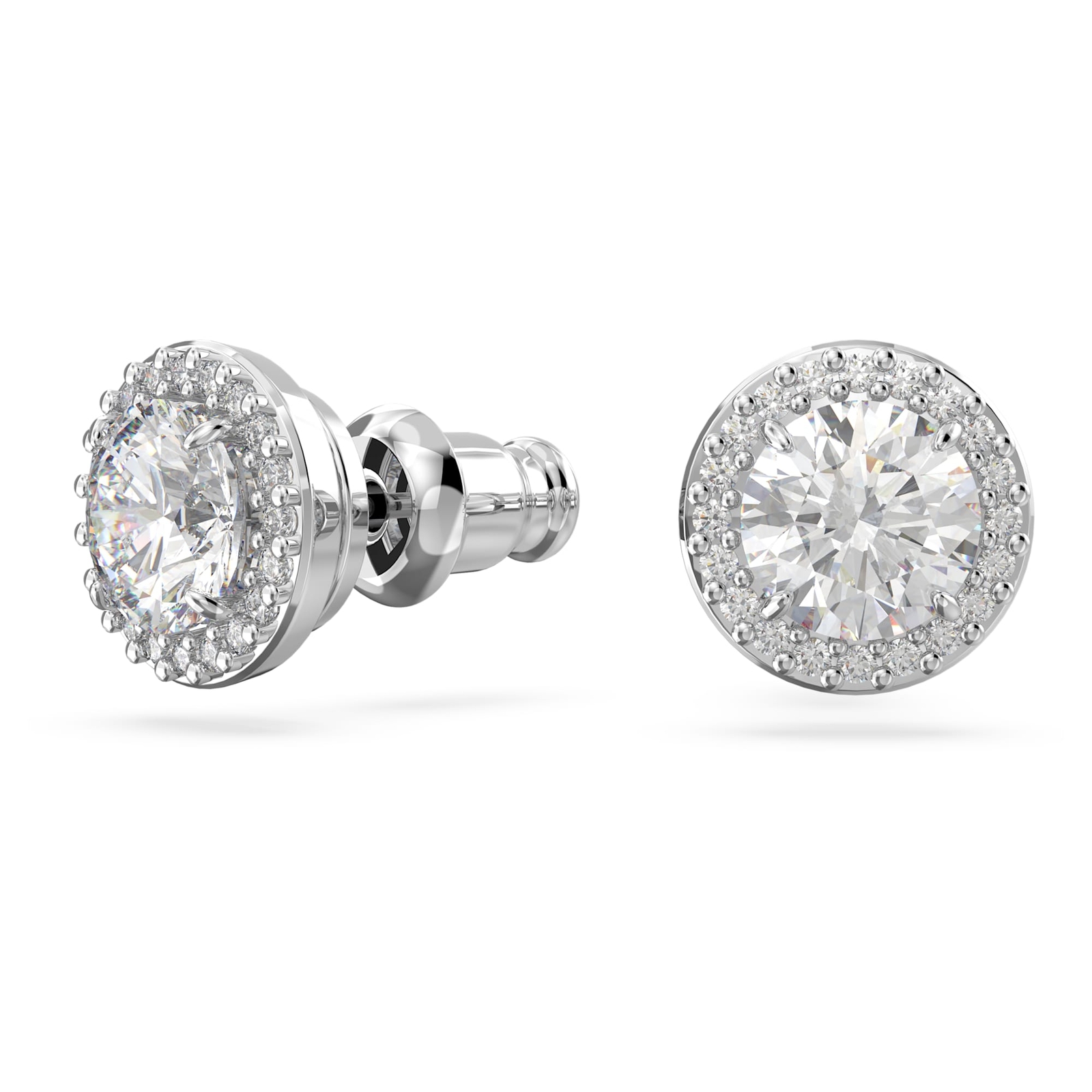 Swarovski Una Angelic Stud Earrings Round Cut, Pavé, White, Rhodium Plated