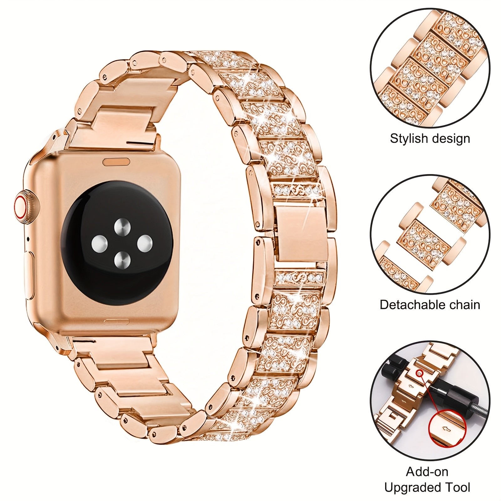 For Apple Watch Series SE/11/10/9/8/7/6/5/4 Bling Case+Band 40mm/42mm/46mm/44mm