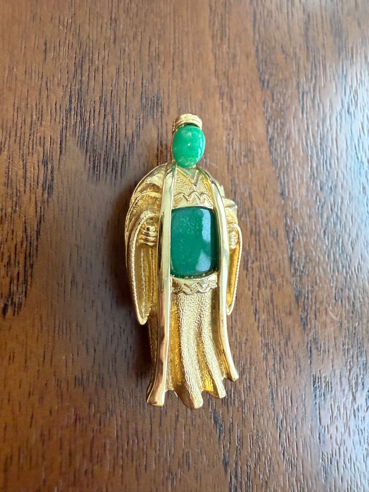 Vintage Hattie Carnegie Asian Holy Man / Emperor Peking Glass Figural Brooch