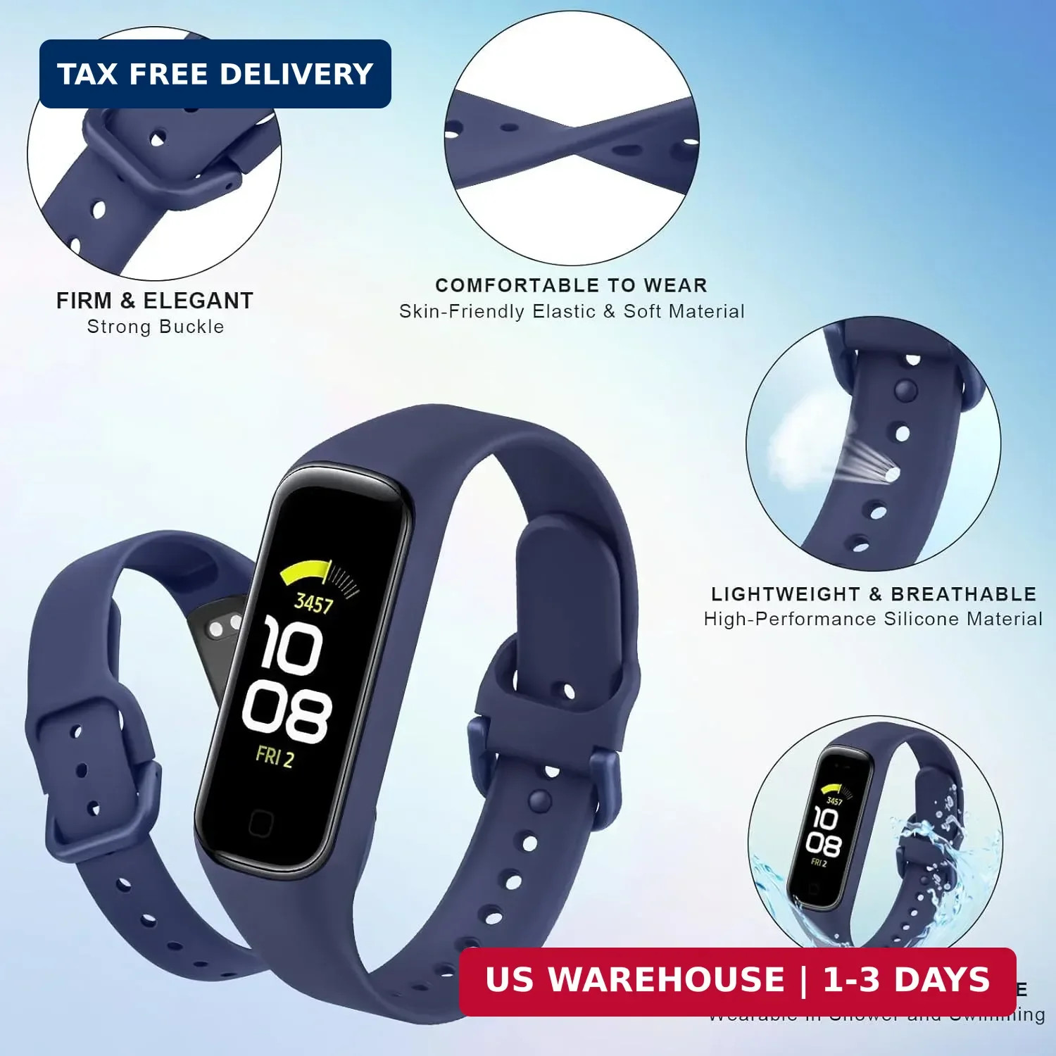 Wanme Replacement Bands for Samsung Galaxy Fit 2 Band Women Men, 3 PACK Silicone