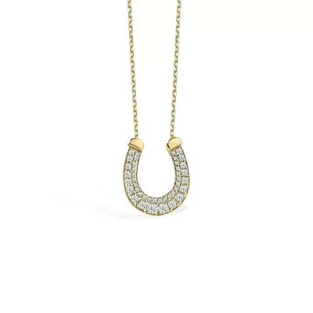 1.50Ct Round Cut Lab Created Diamond Horseshoe Pendant For Her 14K Gold Plated