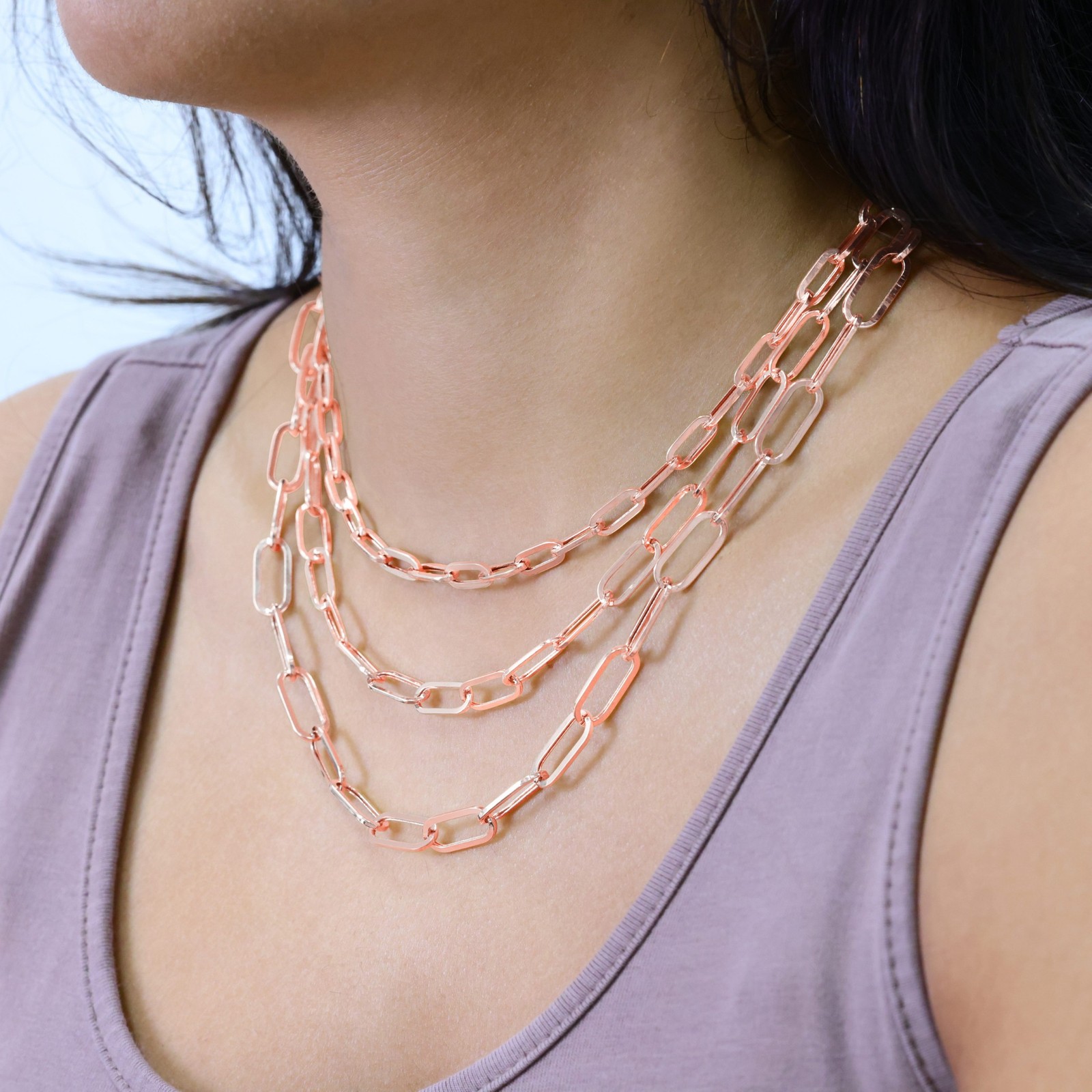 10k Rose Gold Paperclip 2mm-7mm Chain Oval Cable Necklace Mens Womens 16″-24″