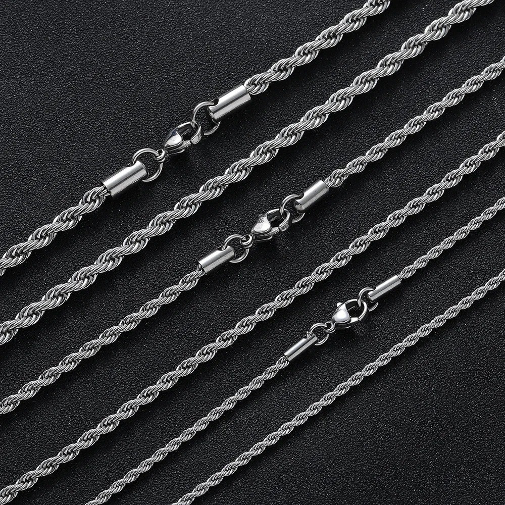 8/10mm Stainless Steel Women Men Rope Chains Necklaces 16”-47” Anti-tarnish