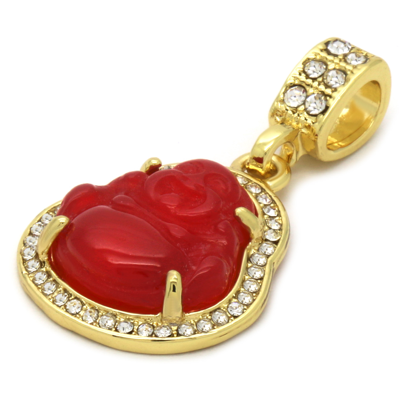 Men 14k Gold Plated green red buddha Cubic-Zirconia 30 & 24″ Cuban Chain