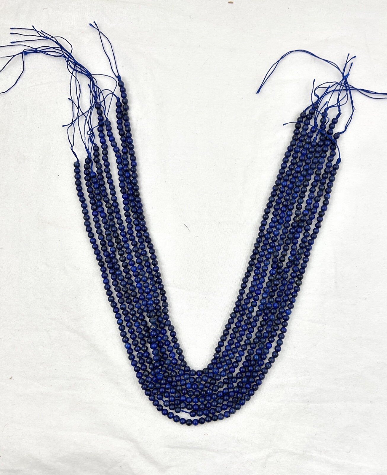Natural Afghani Lapis Round Bead Necklace – 3mm to 4mm 8 Strands