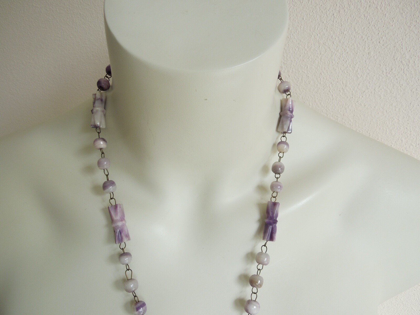 Vintage Necklace With Amethyst And Carved Pendant (Face) 67.1 G/65.5 CM