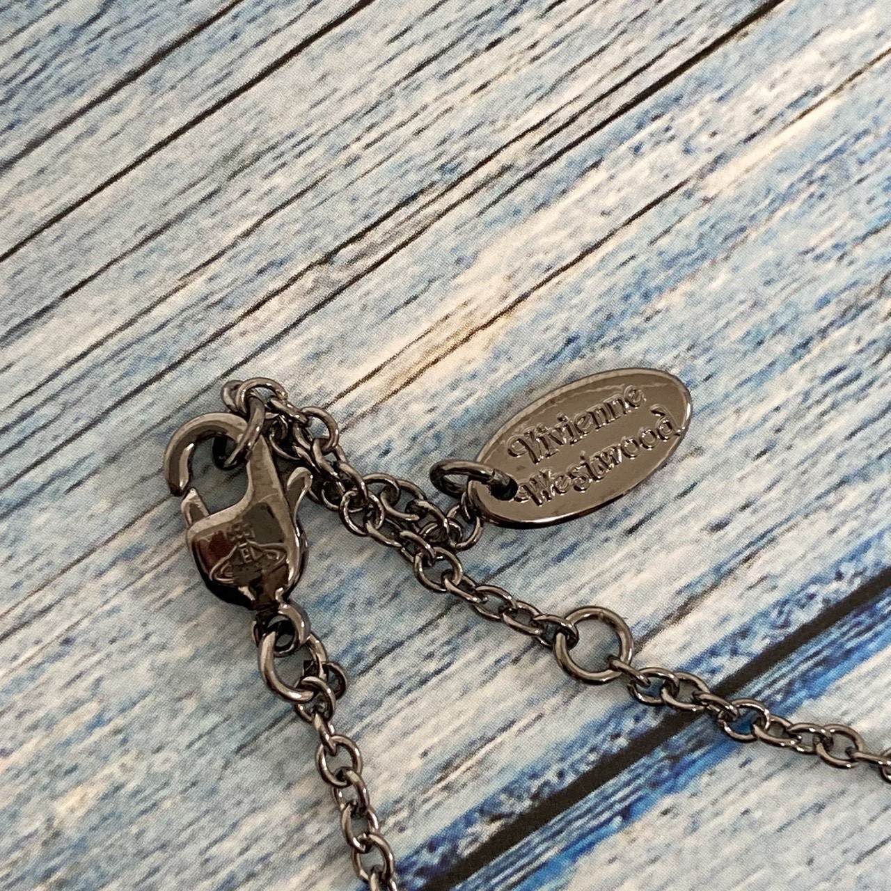 Vivienne Westwood Necklace Diamante Heart Gunmetal Black TOP 2.5cm NO BOX