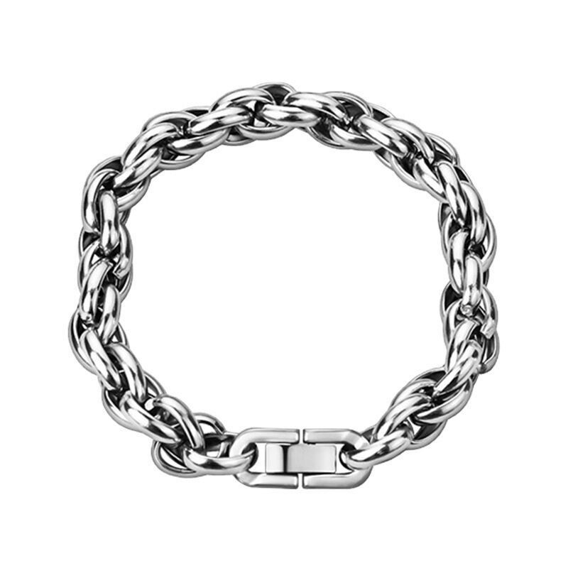 7/10mm Man Woman Stainless Steel Braided Rope Chain Bracelet Bangle Cuff