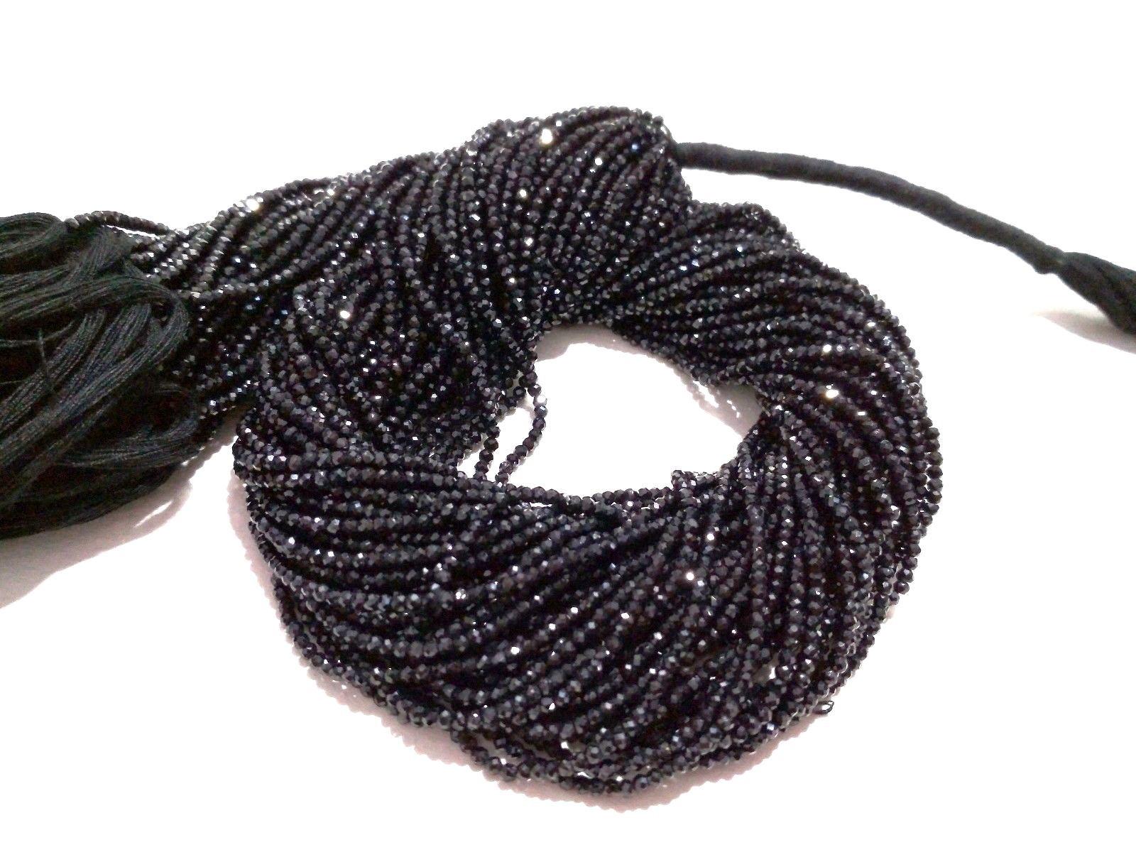 5-50 Strand Natural Black Spinel Rondelle Faceted 2-2.2mm Loose Beads 12″inch