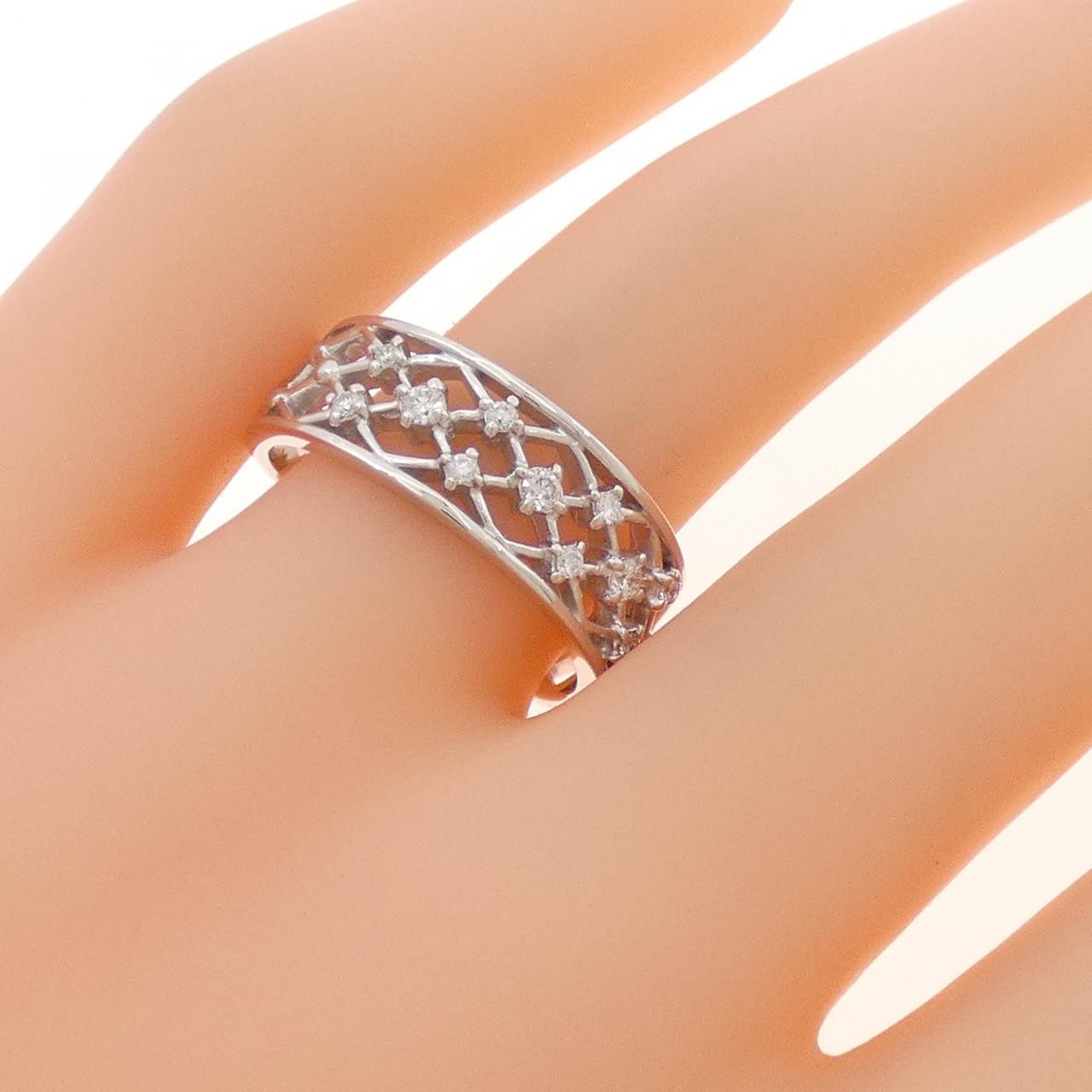 Authentic K18WG Diamond Ring 0.14CT #230-000-488-5879
