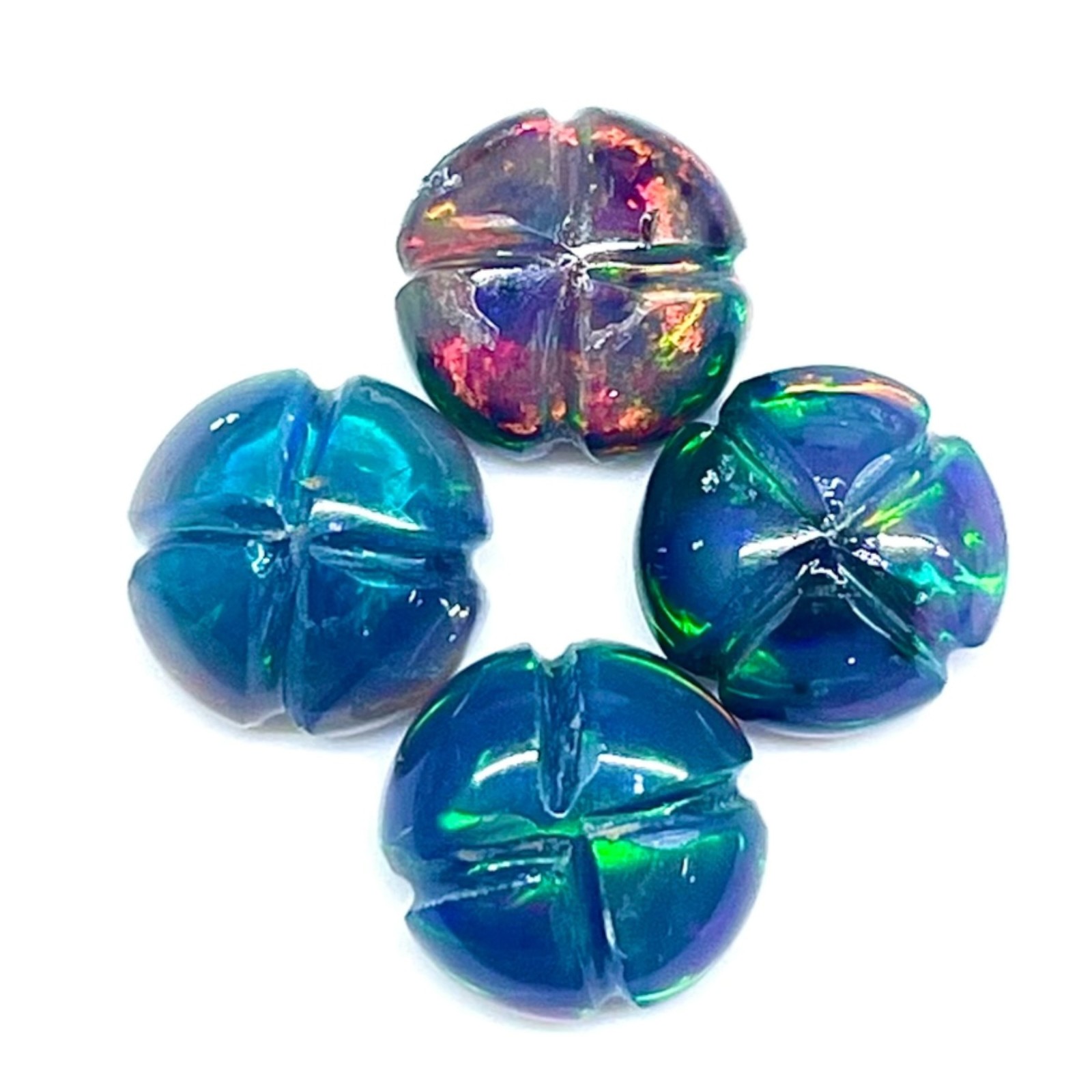 4 Pcs Natural Ethiopian Opal Rose Carving 7mm Multi Fire Loose Gemstones Lot
