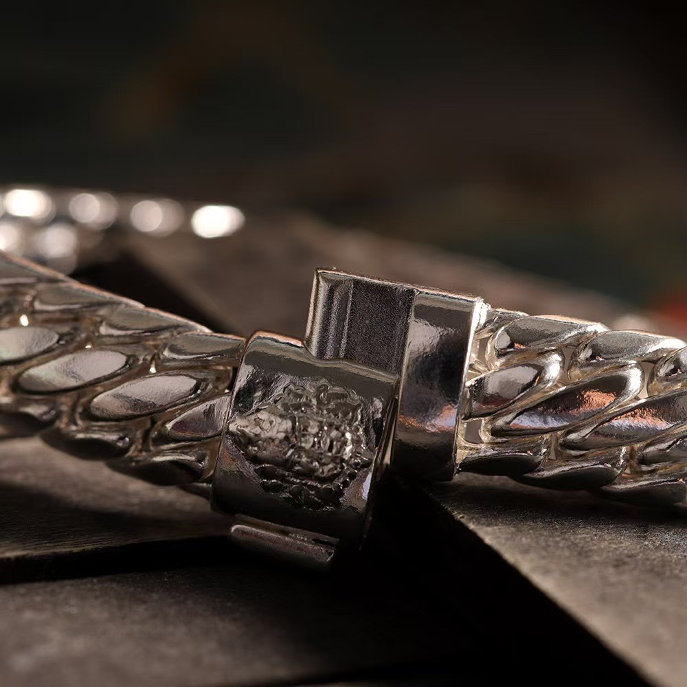Solid S925 Sterling Silver Chain 12mm Braided Link Bracelet 83-84g 8.26in