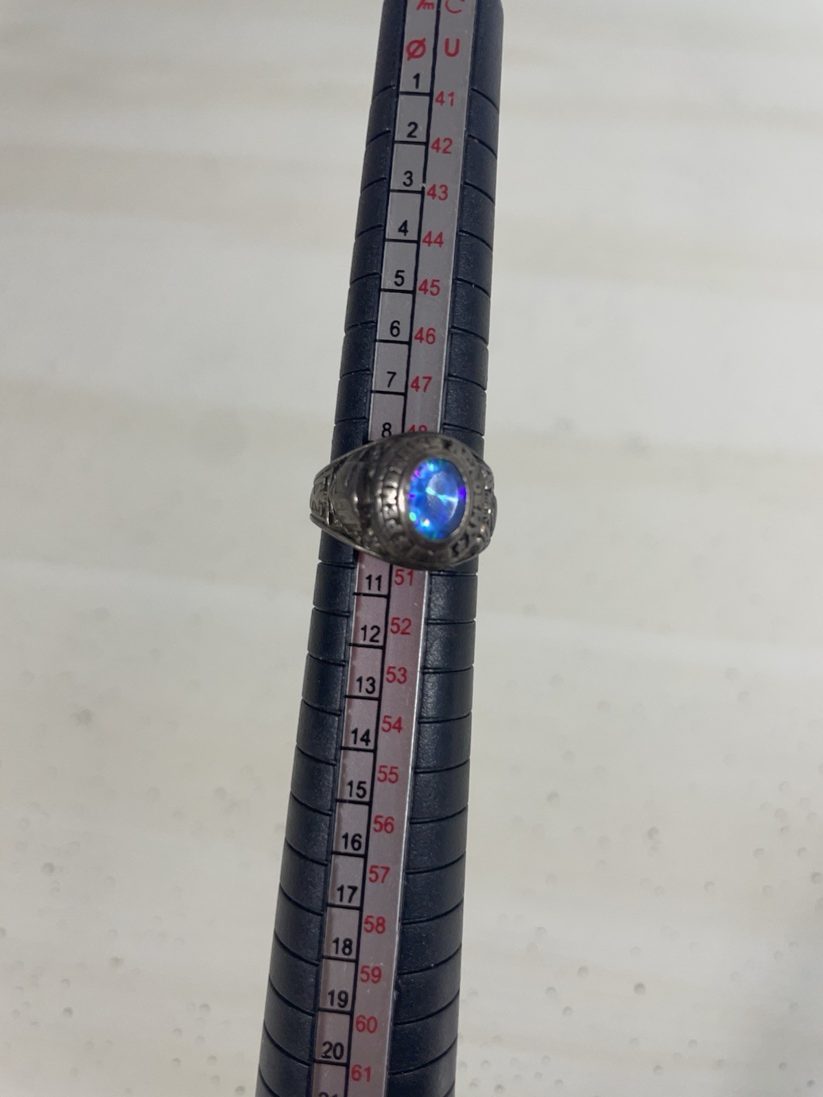 925 Sterling Silver Balfour School College 1986 Pembroke ring Size 5 Blue Stone