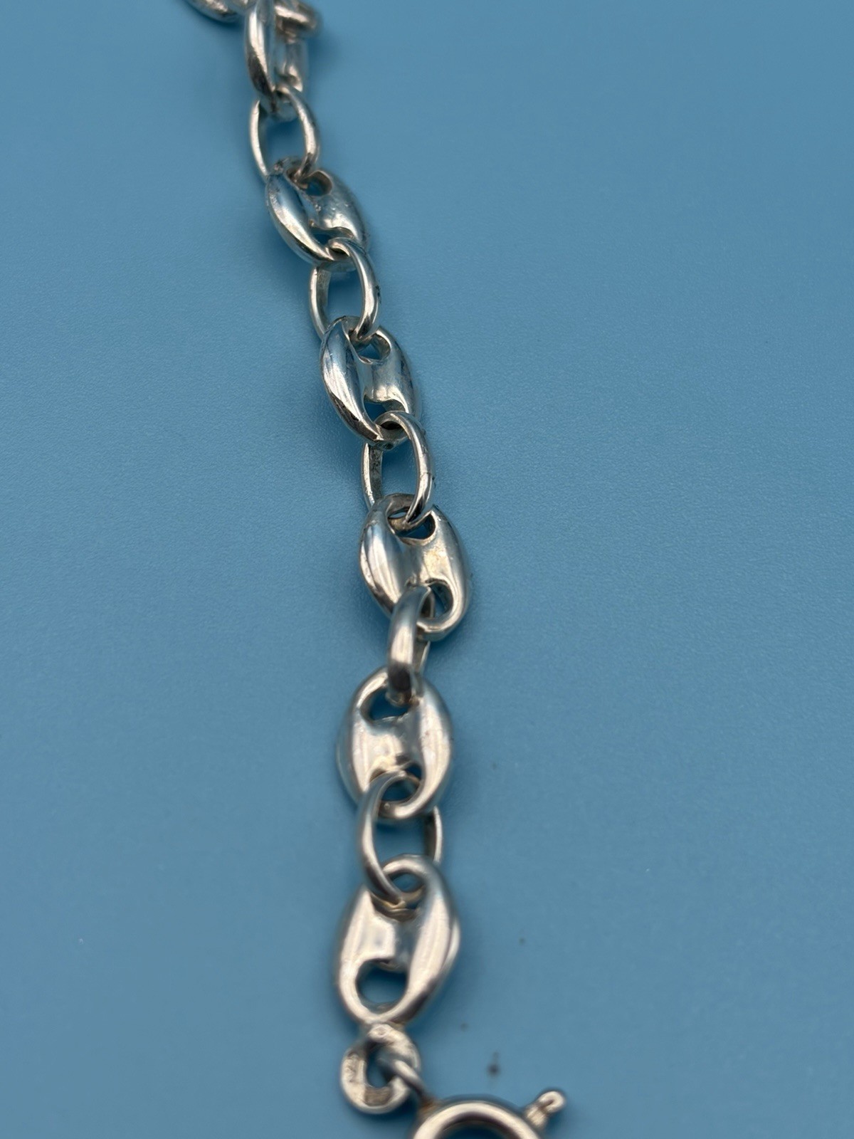 Vintage UnoAerre Italian Sterling Silver 925 Puffed Mariner Chain Necklace Rare!