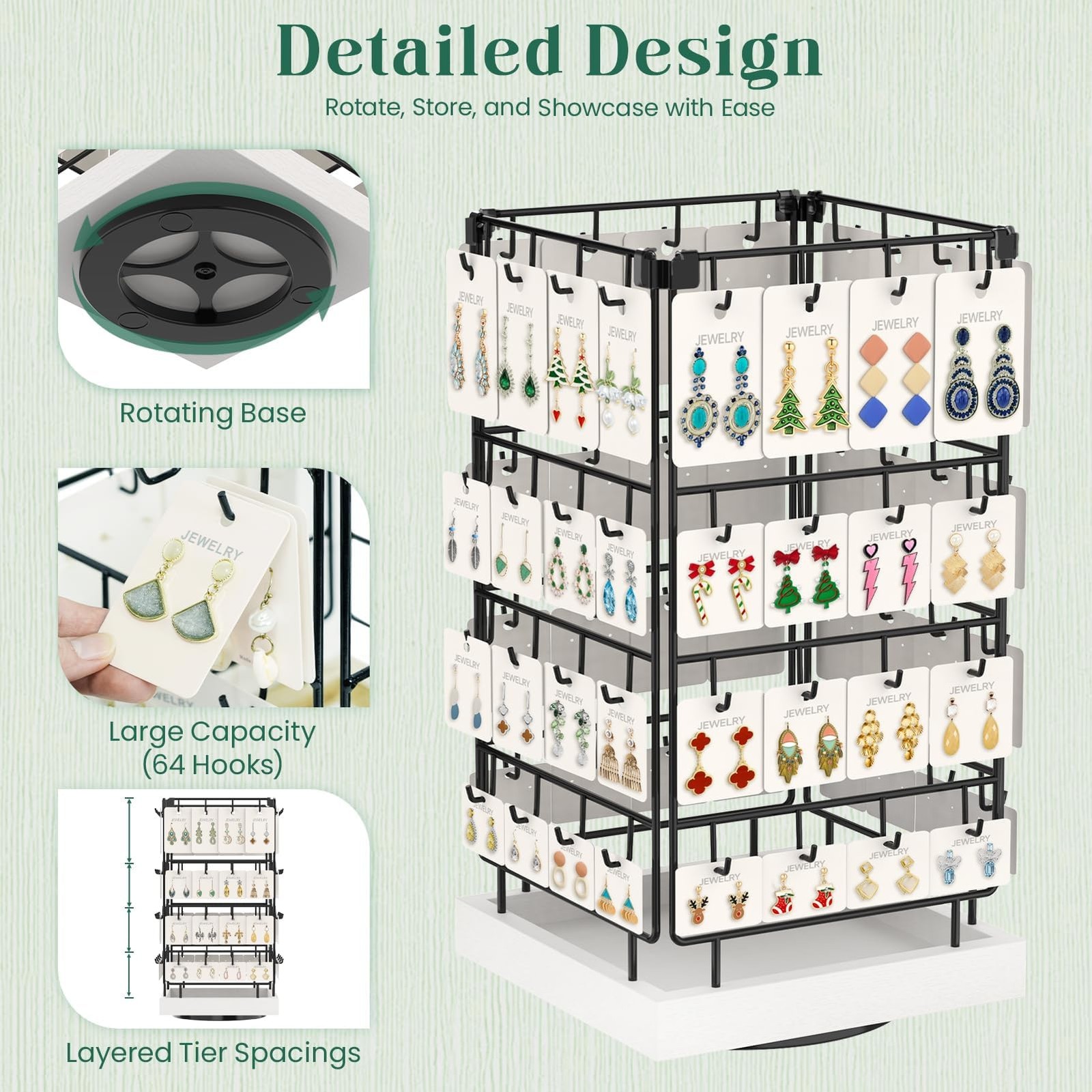 EsLuker.ly Rotating Earring Display Holder Stand for Vendors Events Selling, …