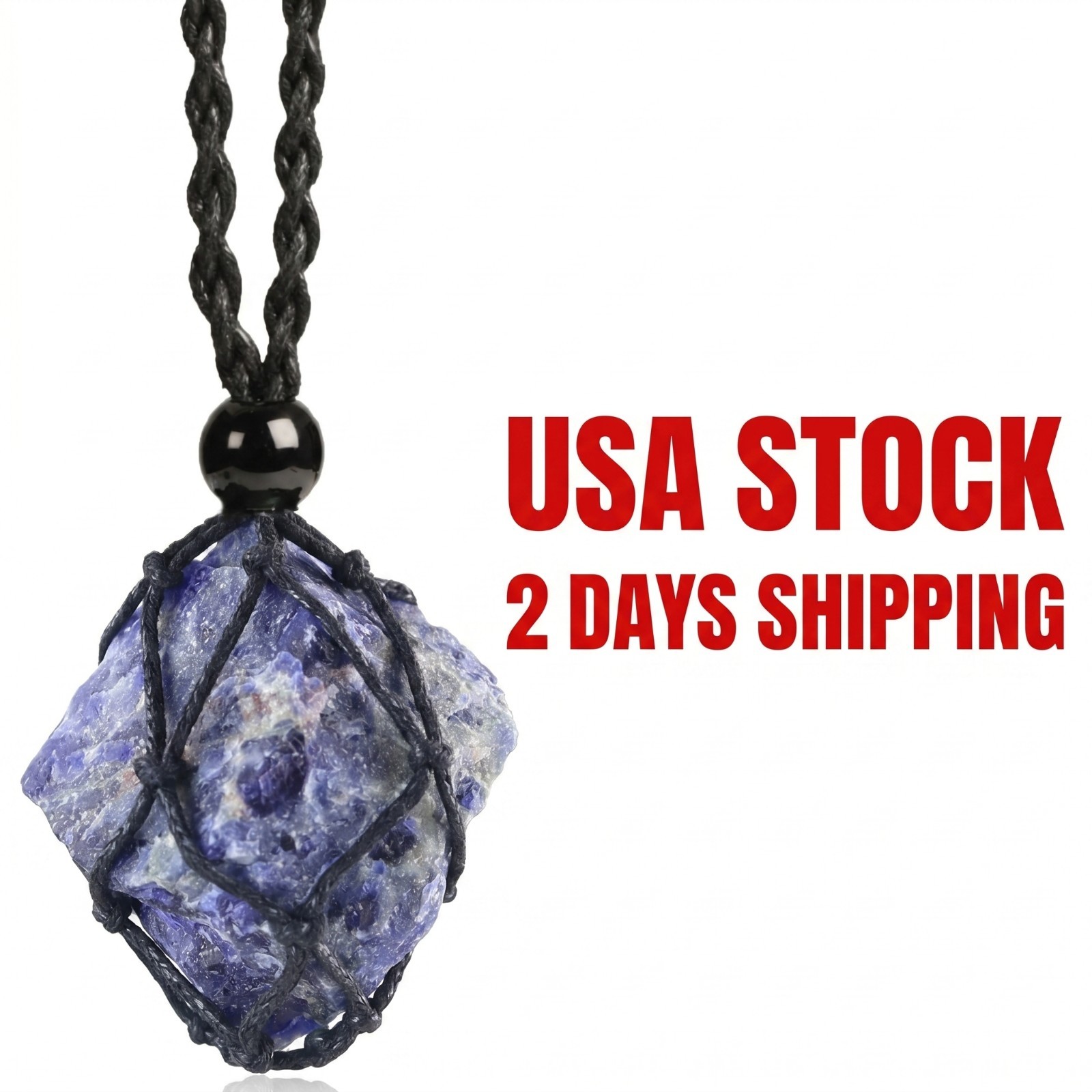 Anjiucc Natural Raw Gemstone Crystal Pendant 1.57-1.96 inches, A-Blue Jasper