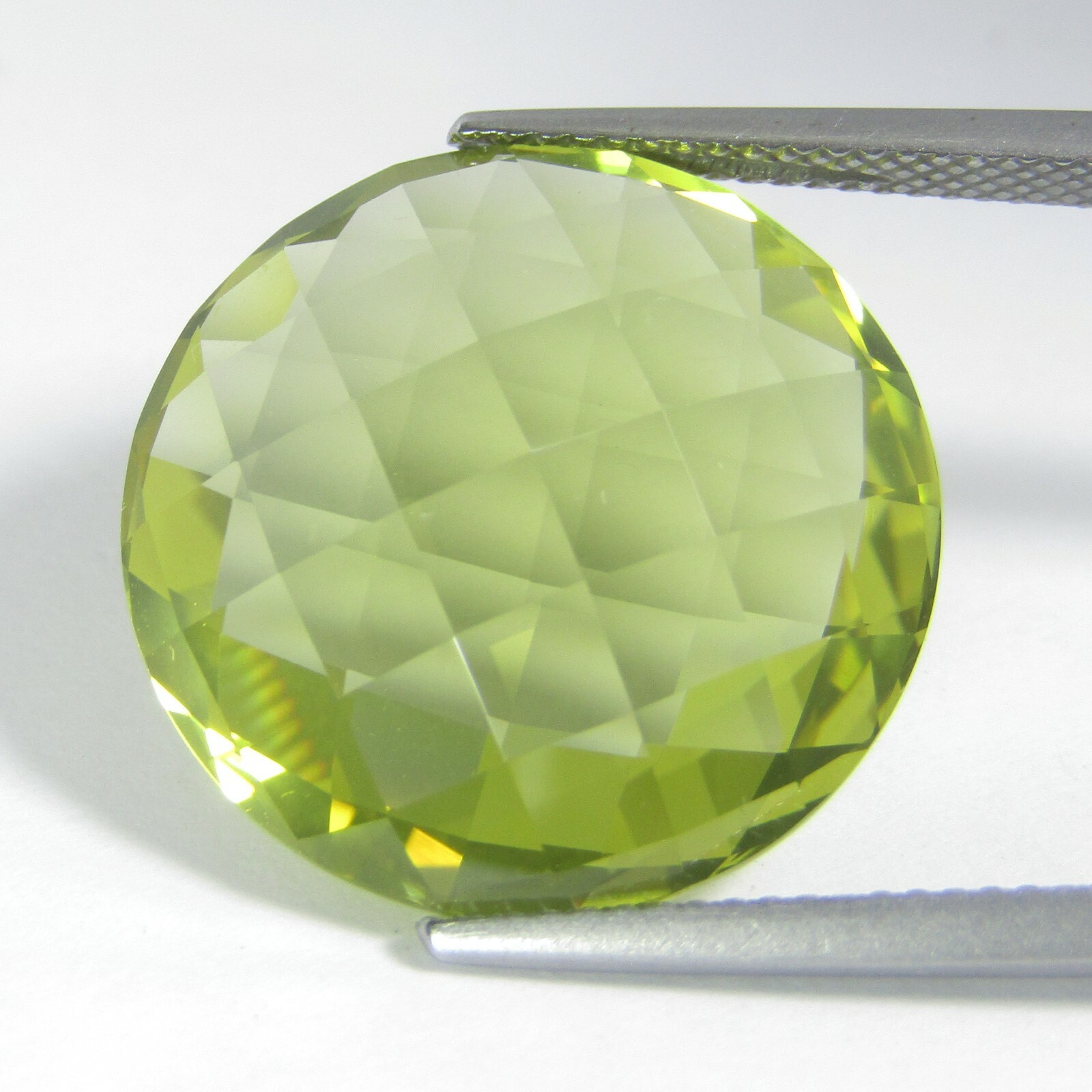 21.58Cts Excellent Natural Lemon Quartz Round Double Side Checker Cut Ref VDO