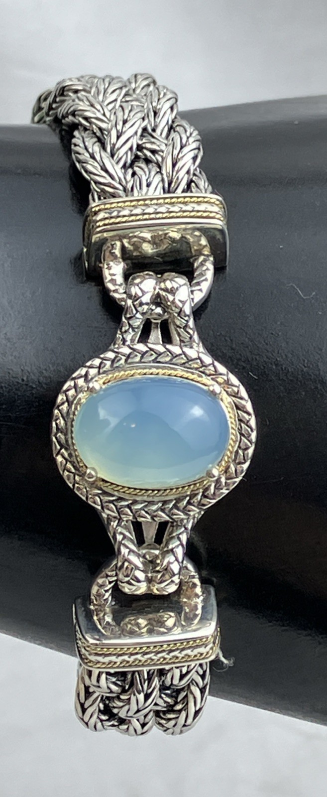 $1.6 K NWT NOS Effy Sterling 18k Braid Bracelet Thick 50 G Cabochon Southwest