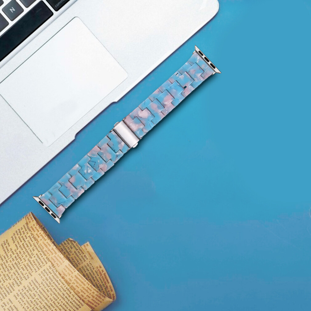 Fashion Resin Stainless Steel Watch Strap Band for Apple Watch 8/7/SE/6/5/4/3/2