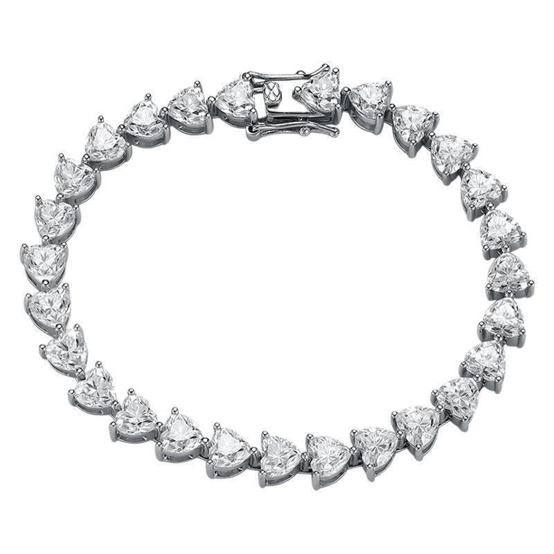 MOISSANITE Tennis Bracelet 5mm Heart Cut D Color VVS1 Women 925 Sterling Silver