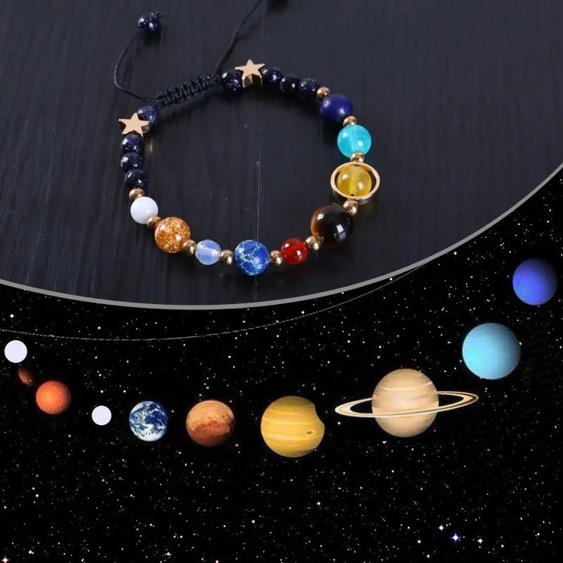 NEW GALAXY SOLAR SYSTEM BRACELET UNISEX ADJUSTABLE PLANETS RESIN BANGLE