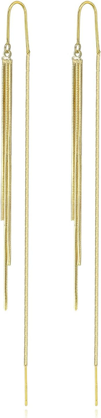 14K Gold Plated Threader Dangle Earrings Long Tassel Earrings Wedding Prom Earri