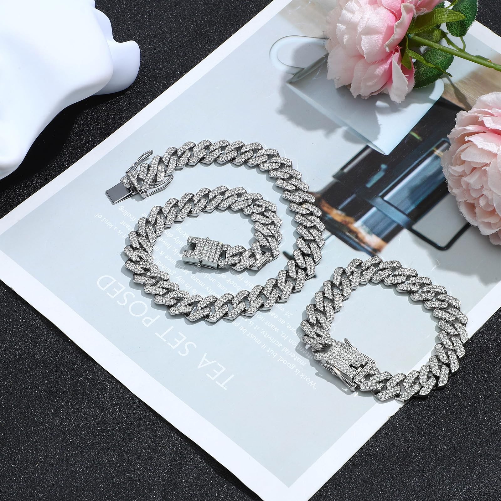 NEWITIN 15 Pieces Silver Jewelry Set for Men Adjustable,