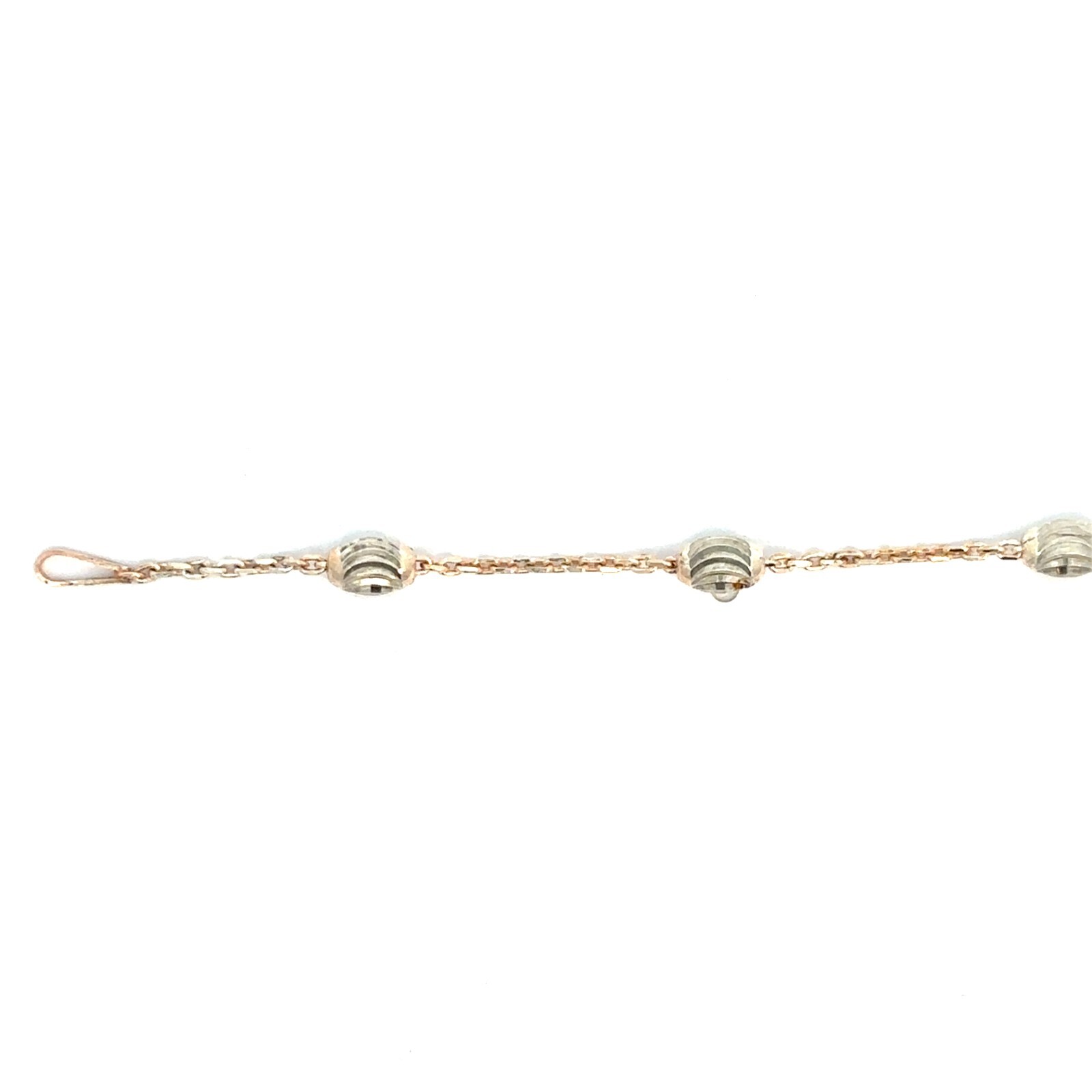 Station Oval Moon Bead Necklace Chain 2Tone Sterling Silver 30.25″ For Men/Women