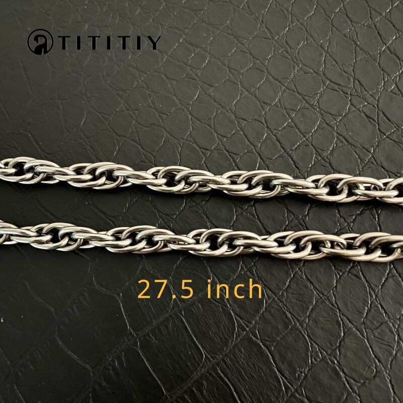 Pure Titanium Twisted Necklace Wide 7mm Anti Allergic 27.5 Inch Accessories Gift