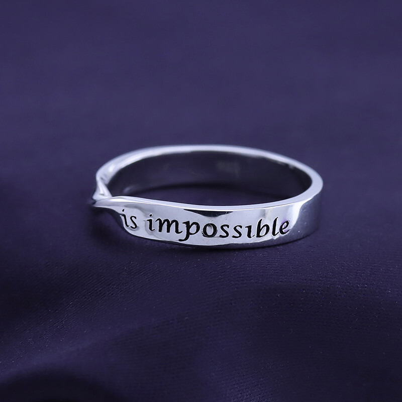 “Nothing is Impossible” Twist Sterling Ring Size 5,6,7,8,9