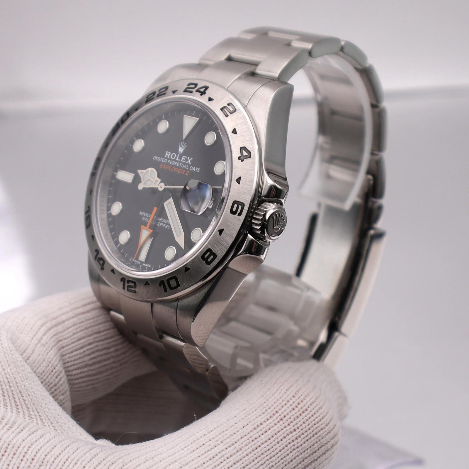 Rolex Explorer II Steel GMT Orange Hand Black Dial Automatic Watch 216570