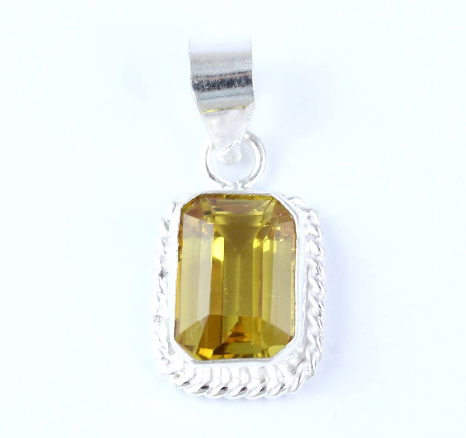 11.70 Ct Natural Yellow Sapphire Emerald Cut Gemstone Men’s Pendant New Stock