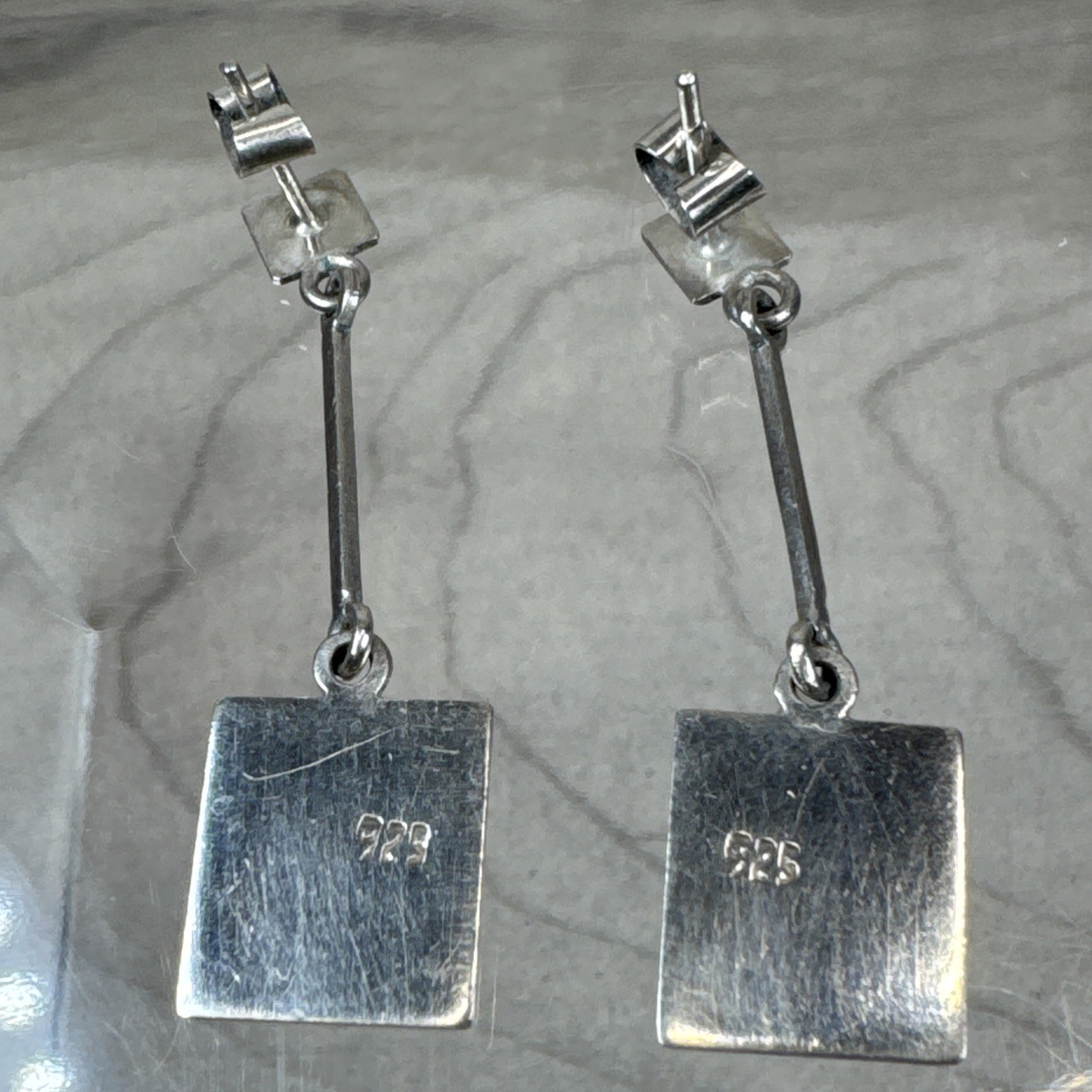 RARE .925 Inlay Petroglyph Pierced Earrings Drop Rod Studs South American Look